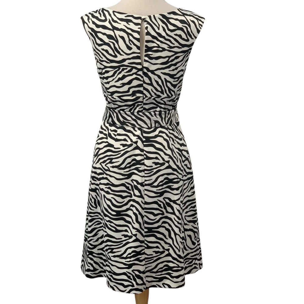 White House Black‎ Market Sleeveless Sheath Dress Zebra Animal Print Tie Belt 8 - Picture 5 of 7